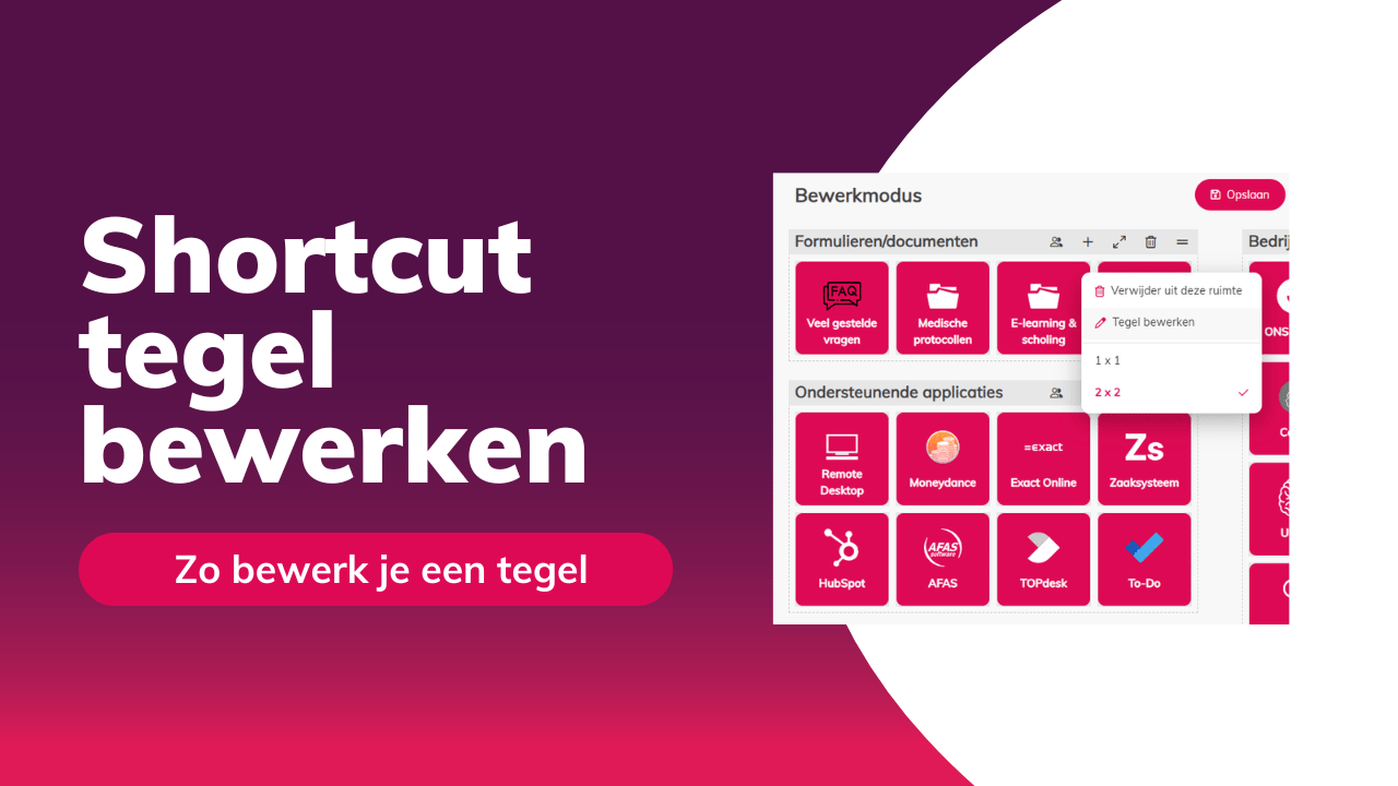 shortcut tegel bewerken